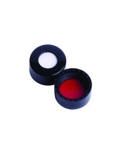DWK WHEATON® 9 mm ABC Screw Cap, With Red PTFE / White Silicone Liners, Black PP