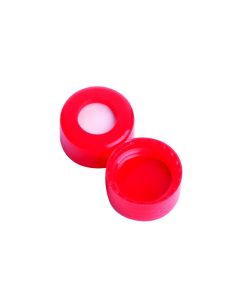 DWK WHEATON® 9 mm ABC Screw Cap, With Red PTFE / White Silicone Liners, Red PP