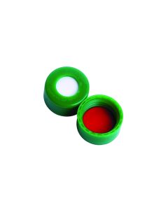 DWK WHEATON® 9 mm ABC Screw Cap, With Red PTFE / White Silicone Liners, Green PP