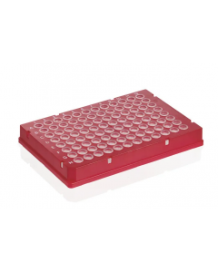 Brandtech Pcr Plate 96-Well, Rigid Frame, Pc/Pp, Red, Full Skirted, Low Profile, Wells Transparent