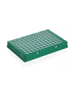 Brandtech Pcr Plate 96-Well, Rigid Frame, Pc/Pp, Green, Full Skirted, Low Profile, Wells Transparent