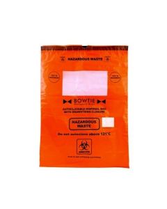 Chemglass Life Sciences Bowtie Biohazard Autoclave Bag, With Drawstring, Large Marking Area And Sterilization Indicator, 25 X 35 ;