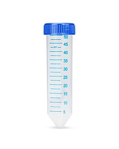 Globe Scientific Centrifuge tube, 50mL, certified blue screwcap, printed grads, 25/resealable bag